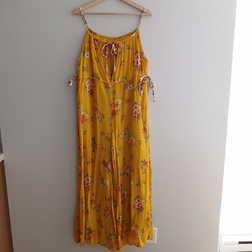 Free People Georgia Floral Wide Leg Yellow Floral Jumpsuit Small - Picture 5 of 17